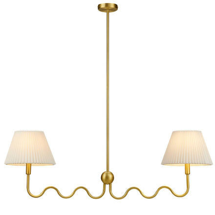 Wave Squiggle 2-Arm Pendant Light in Brass
