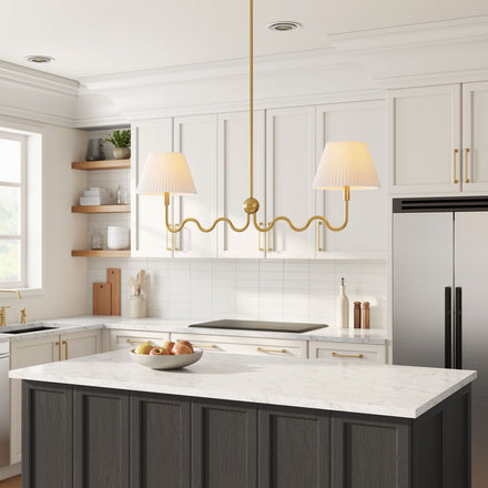 Wave Squiggle 2-Arm Pendant Light in Brass