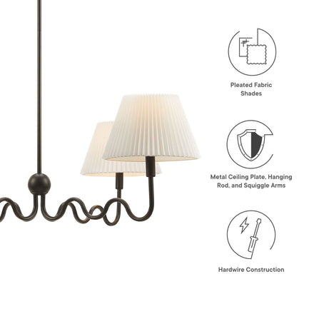 Wave Squiggle 4-Arm Pendant Light in Black