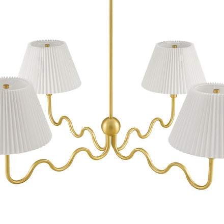 Wave Squiggle 4-Arm Pendant Light in Brass