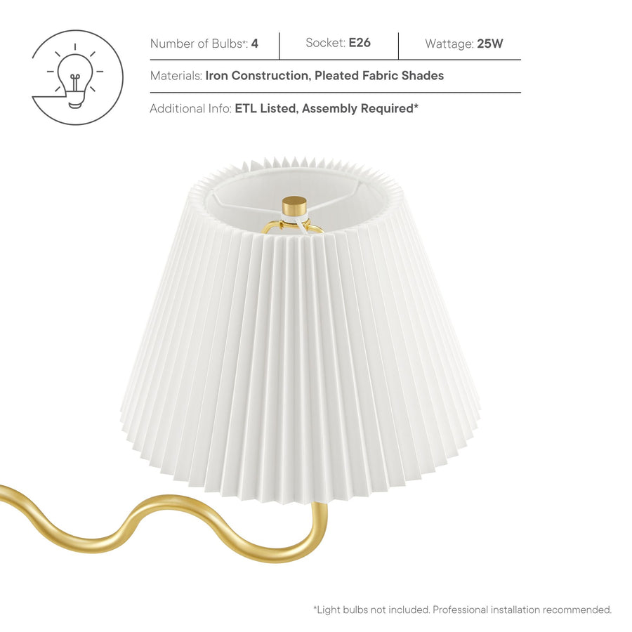 Orchard Squiggle 4-Arm Pendant Light in Brass