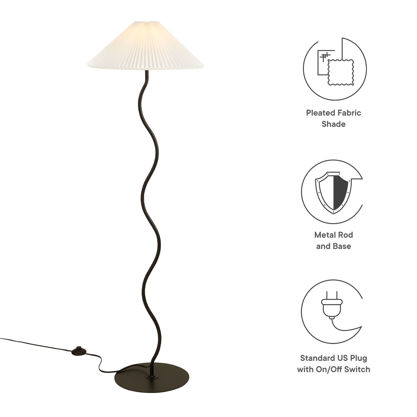 Wave Squiggle Floor Lamp by Furniture for America