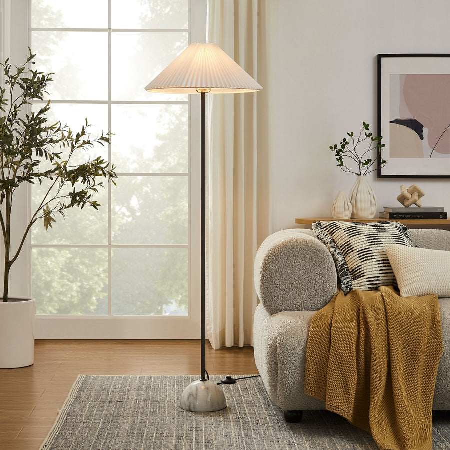 Remy Marble Dome Floor Lamp in Black