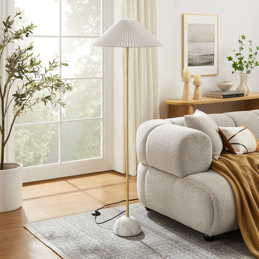 Remy Marble Dome Floor Lamp in Brass