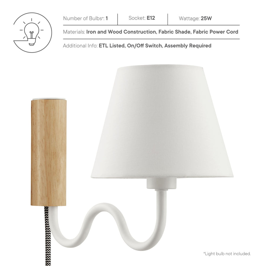 Saffron Squiggle Arm Wall Sconce in Natural White