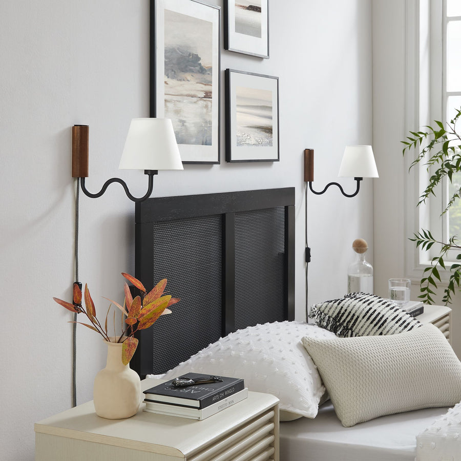 Saffron Squiggle Arm Wall Sconce in Walnut Black
