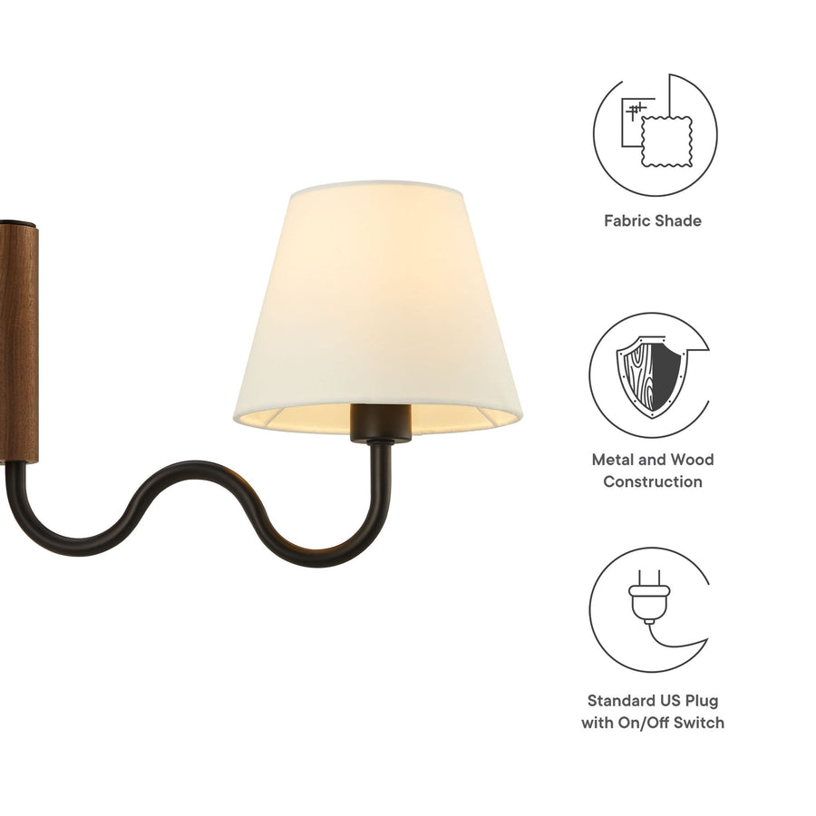 Saffron Squiggle Arm Wall Sconce in Walnut Black