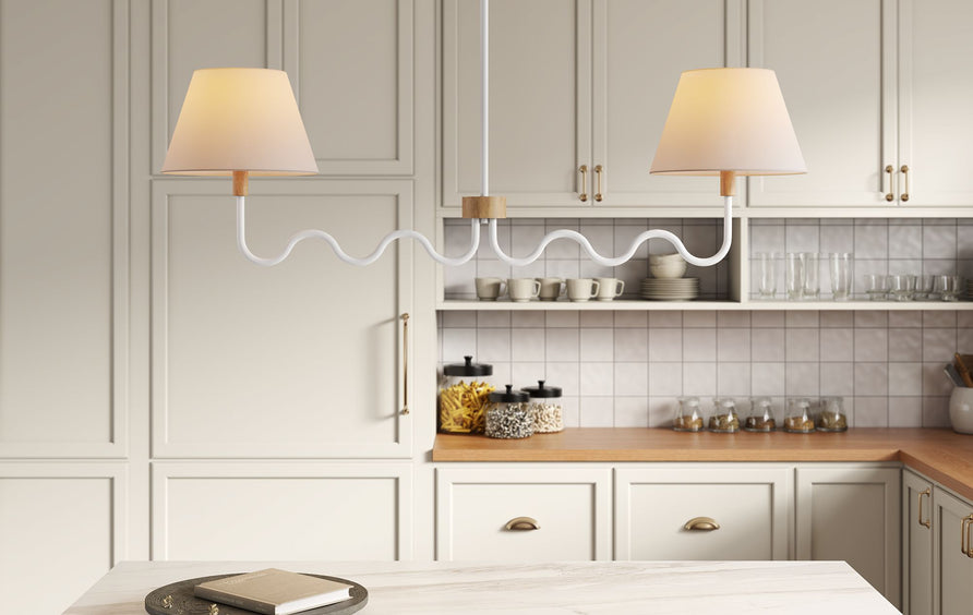Saffron Squiggle 2-Arm Pendant Light in Natural White