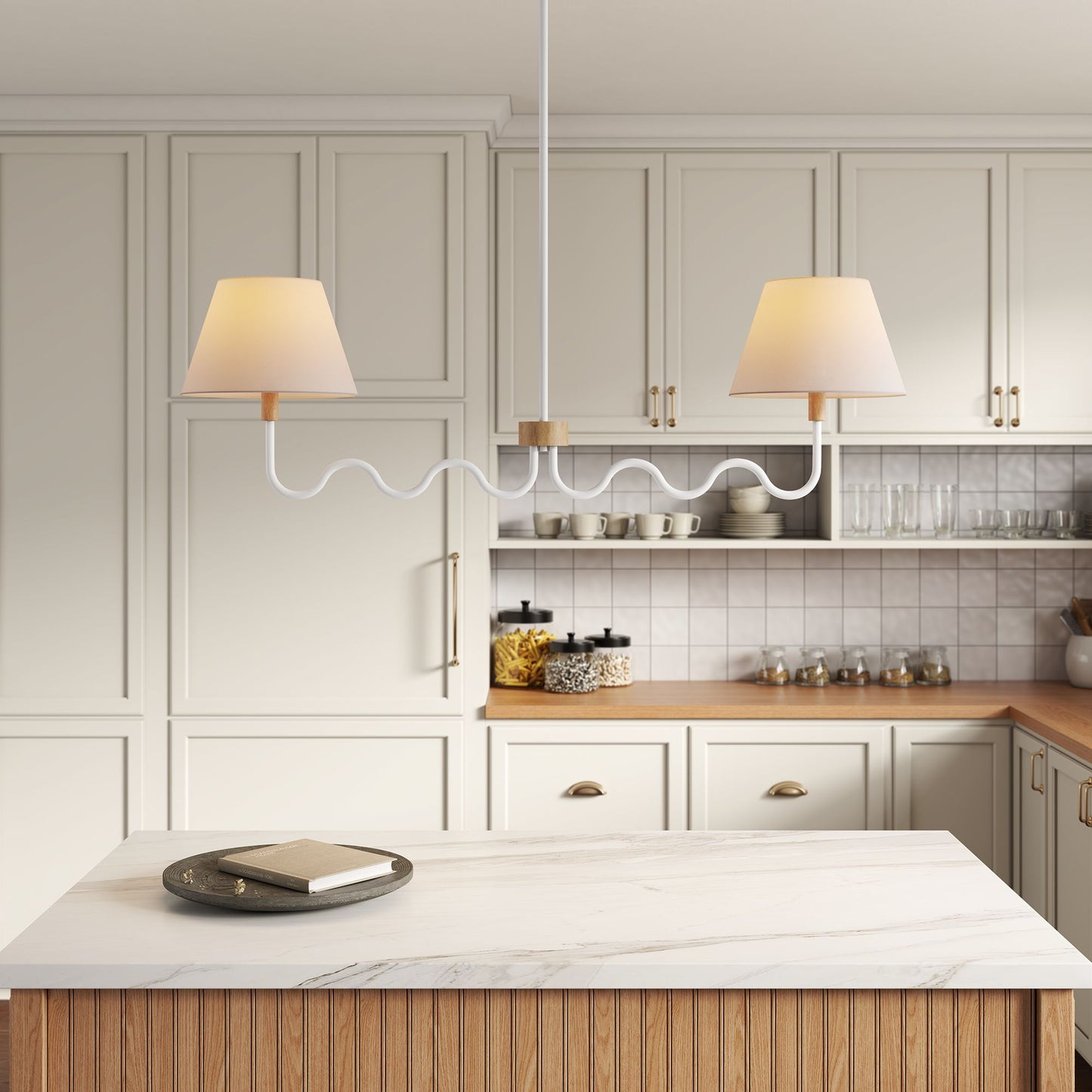 Sunlit Squiggle 2-Arm Pendant Light by Furniture for America