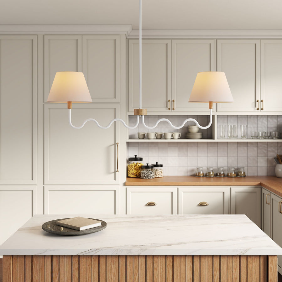 Saffron Squiggle 2-Arm Pendant Light in Natural White