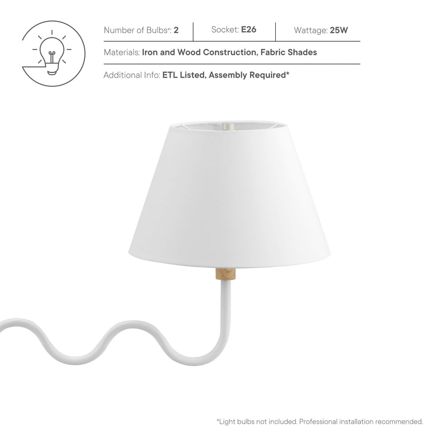 Saffron Squiggle 2-Arm Pendant Light in Natural White