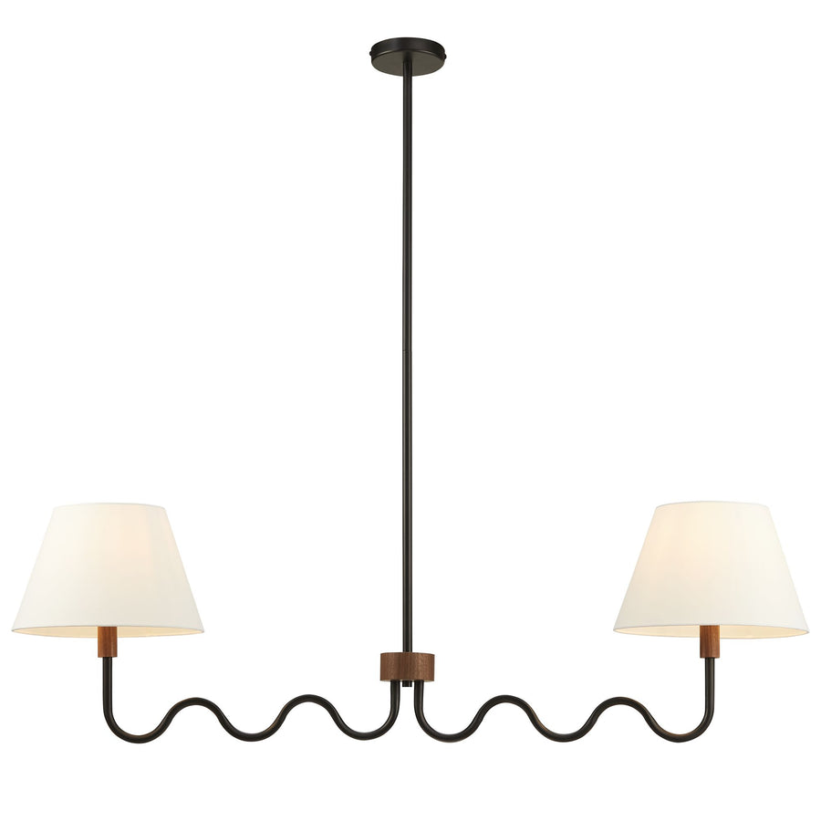 Saffron Squiggle 2-Arm Pendant Light in Walnut Black