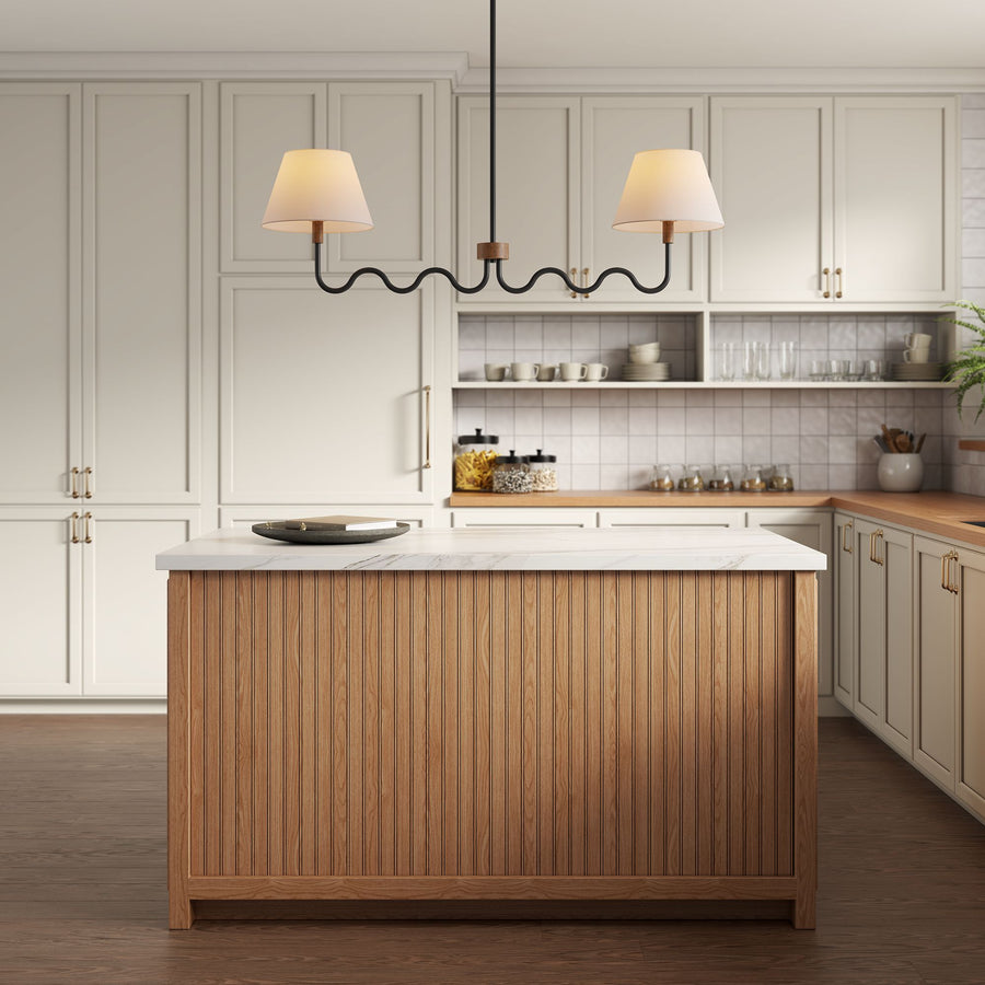 Saffron Squiggle 2-Arm Pendant Light in Walnut Black