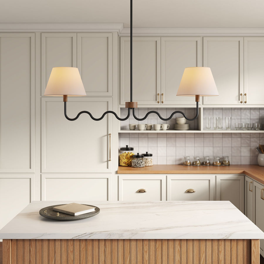 Saffron Squiggle 2-Arm Pendant Light in Walnut Black