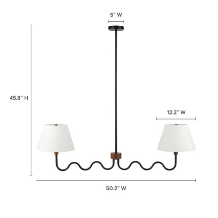Sunlit Squiggle 2-Arm Pendant Light in Walnut Black