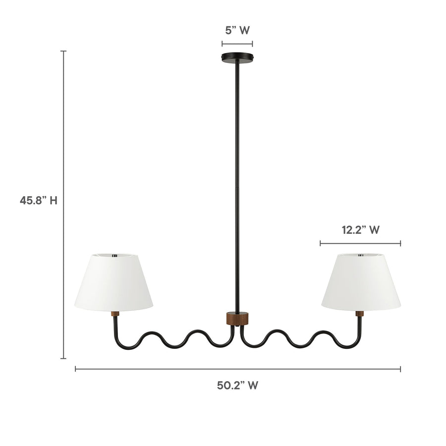 Saffron Squiggle 2-Arm Pendant Light in Walnut Black