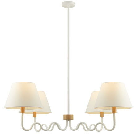 Sunlit Squiggle 4-Arm Pendant Light in Natural White