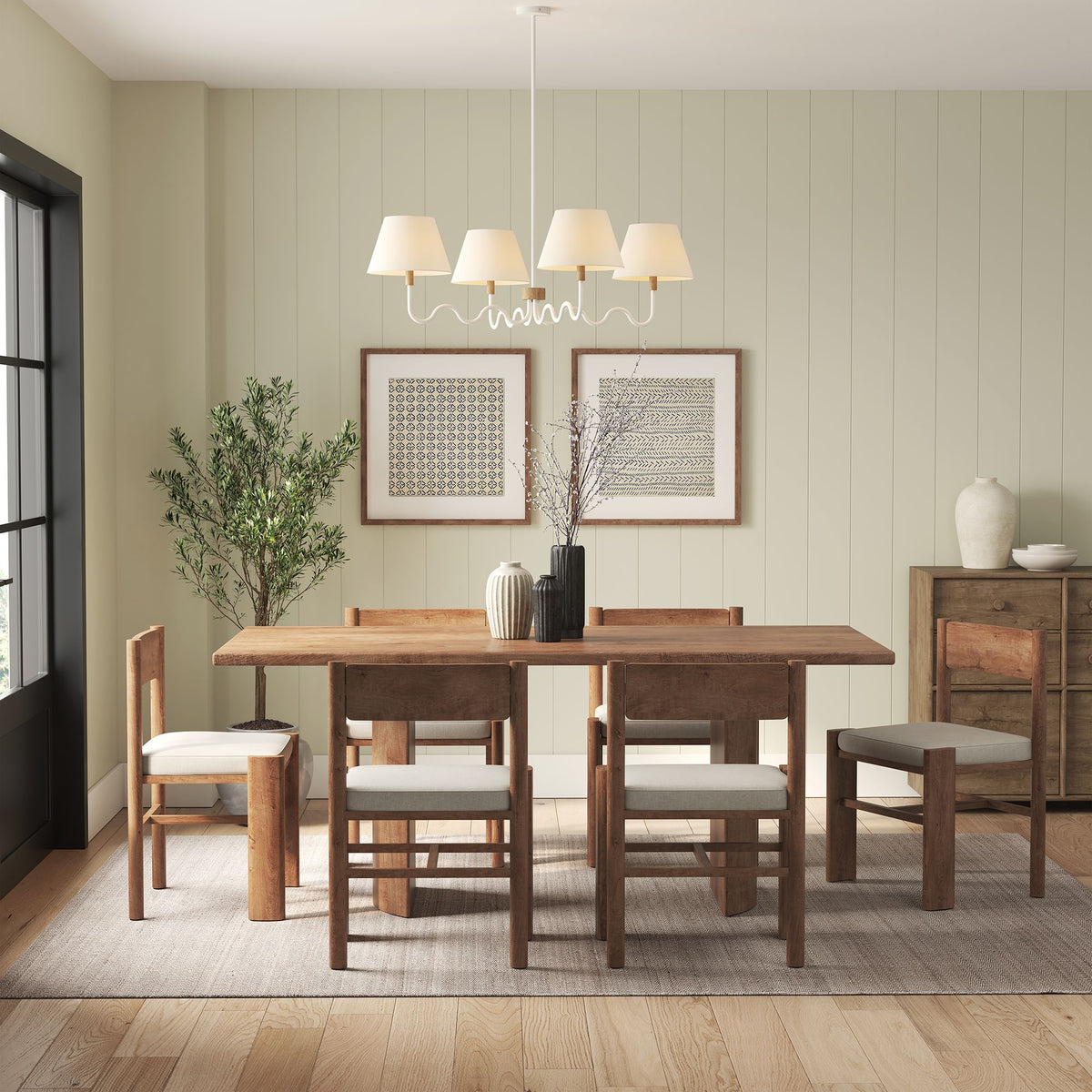 Sunlit Squiggle 4-Arm Pendant Light in Natural White