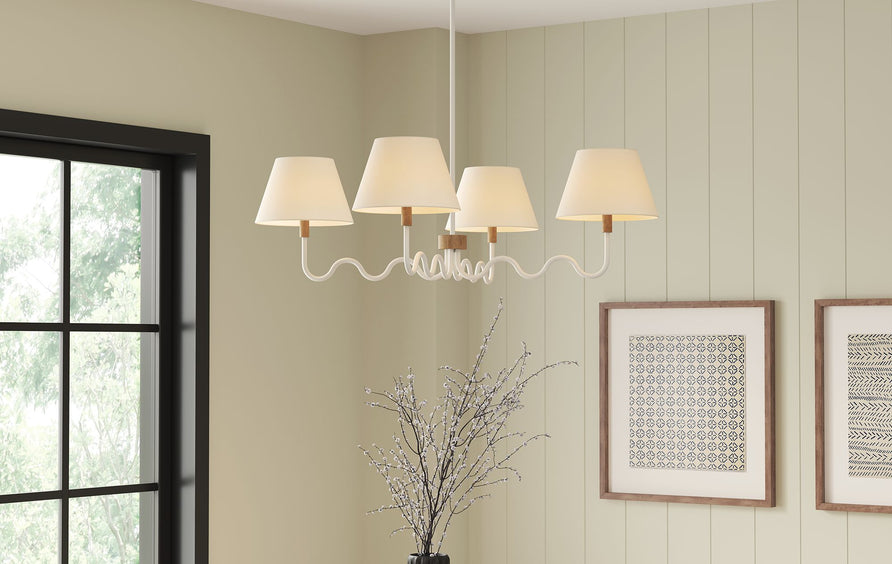 Saffron Squiggle 4-Arm Pendant Light in Natural White
