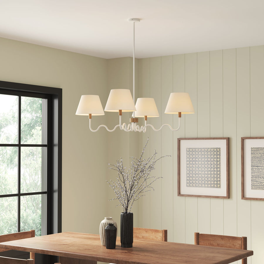 Saffron Squiggle 4-Arm Pendant Light in Natural White