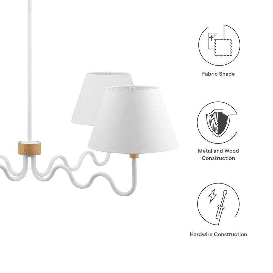 Saffron Squiggle 4-Arm Pendant Light in Natural White