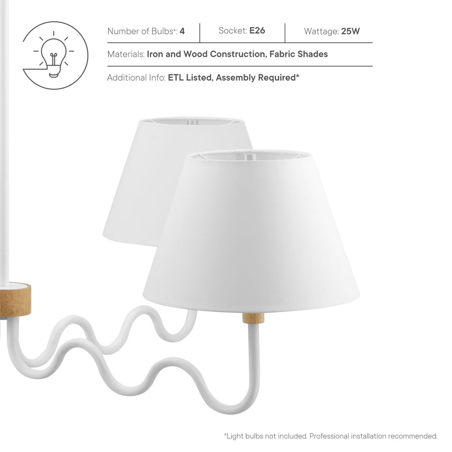 Saffron Squiggle 4-Arm Pendant Light in Natural White