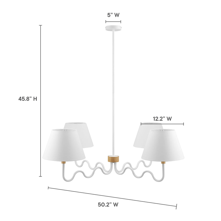 Saffron Squiggle 4-Arm Pendant Light in Natural White