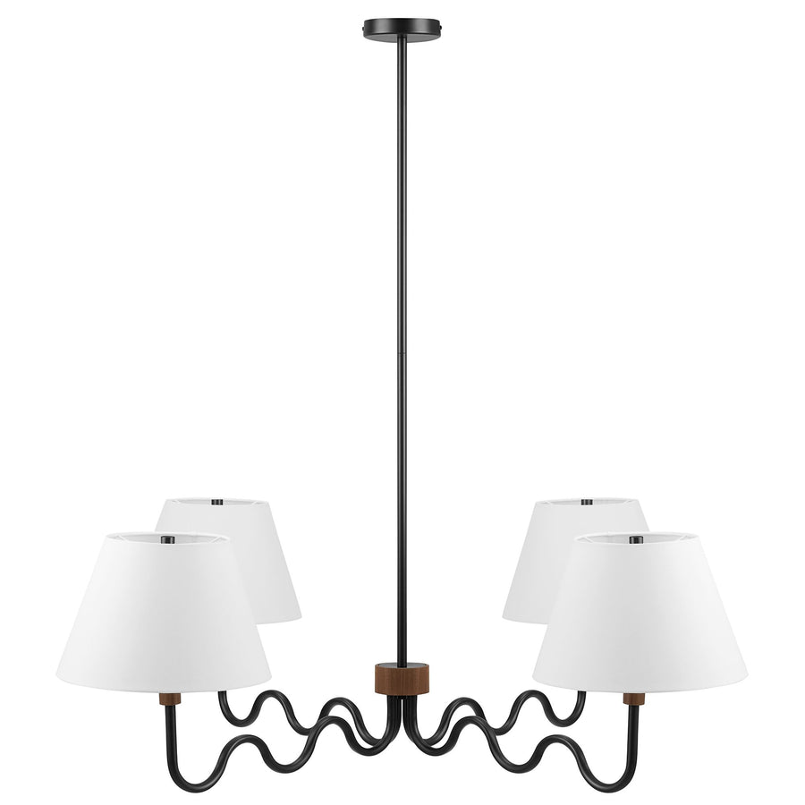 Saffron Squiggle 4-Arm Pendant Light in Walnut Black