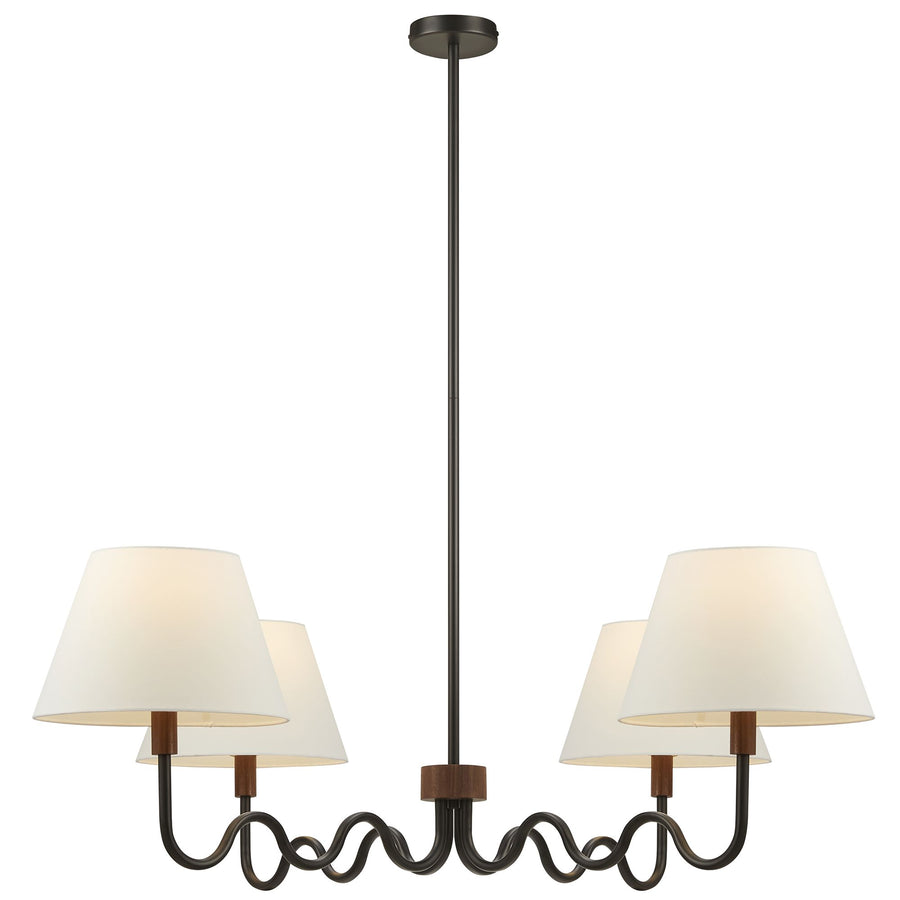 Saffron Squiggle 4-Arm Pendant Light in Walnut Black