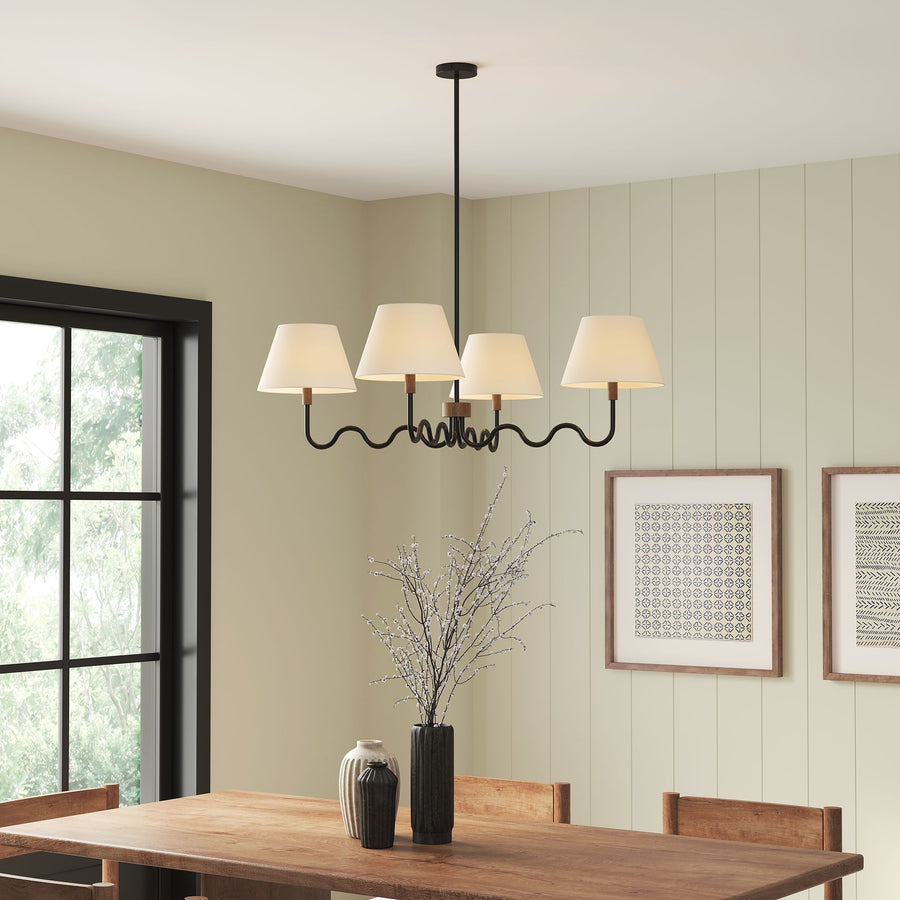 Saffron Squiggle 4-Arm Pendant Light in Walnut Black
