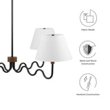 Saffron Squiggle 4-Arm Pendant Light in Walnut Black