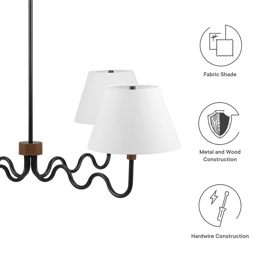 Saffron Squiggle 4-Arm Pendant Light in Walnut Black