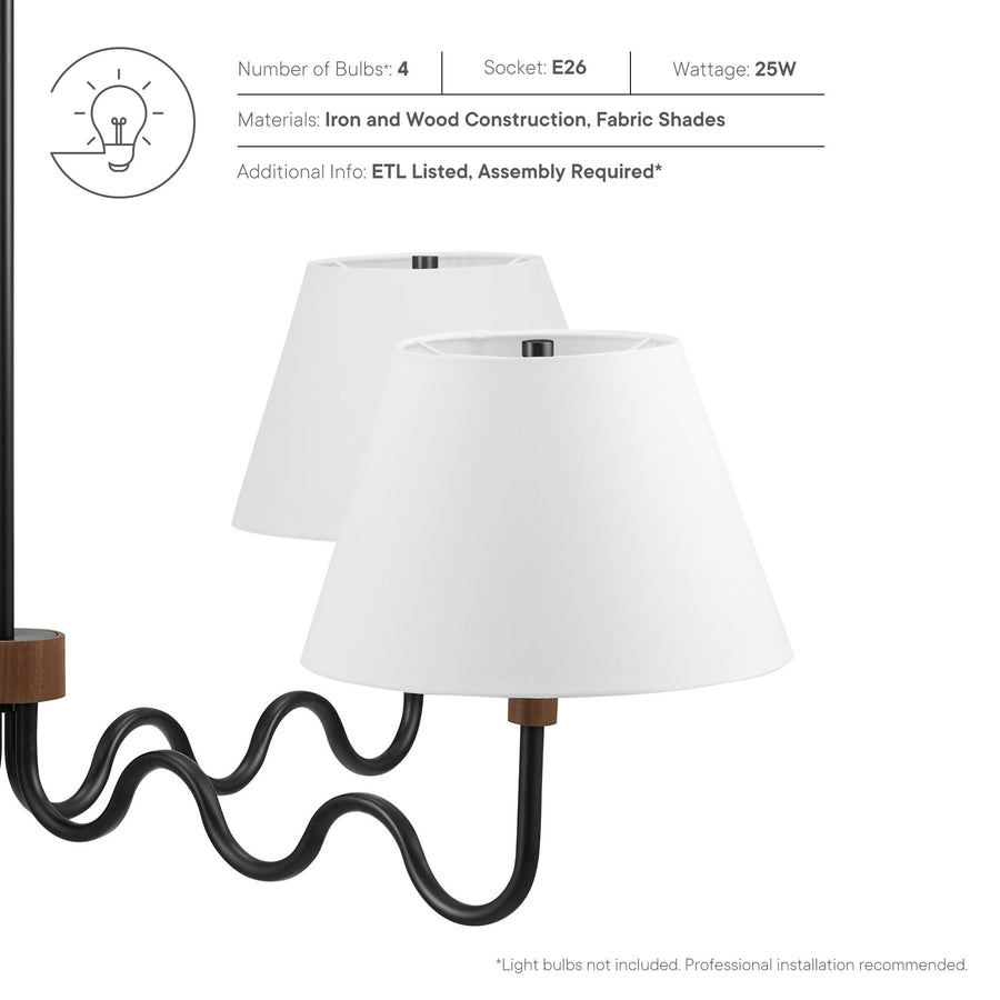 Saffron Squiggle 4-Arm Pendant Light in Walnut Black
