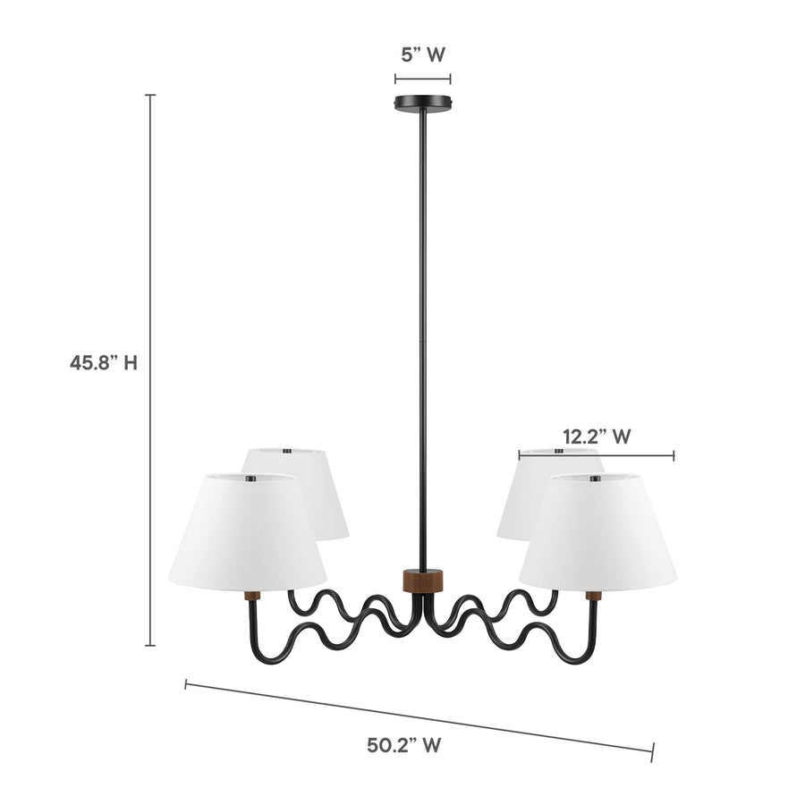 Saffron Squiggle 4-Arm Pendant Light in Walnut Black