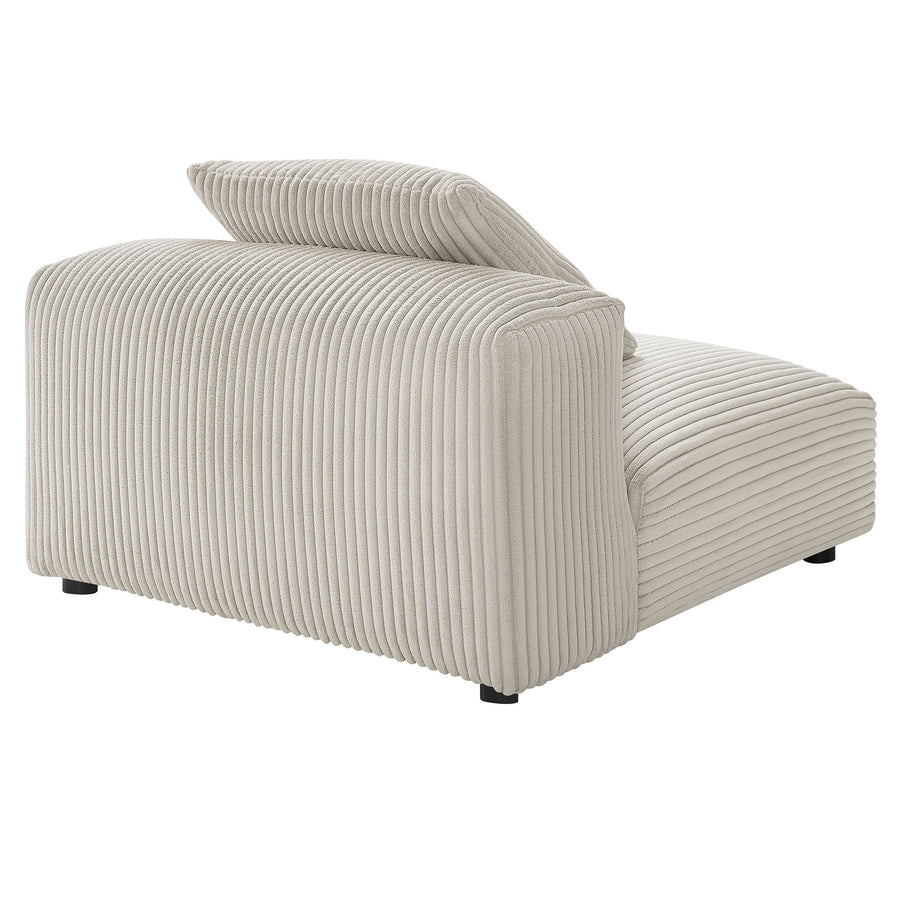 Reed Modular Corduroy Upholstered Armless Chair in Almond