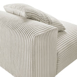 Reed Modular Corduroy Upholstered Armless Chair in Almond
