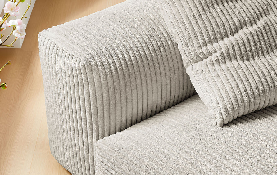 Reed Modular Corduroy Upholstered Armless Chair in Almond