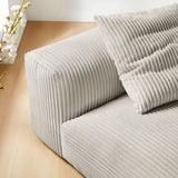 Reed Modular Corduroy Upholstered Armless Chair in Almond