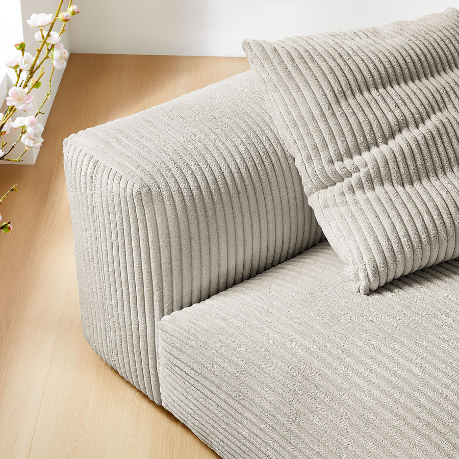 Reed Modular Corduroy Upholstered Armless Chair in Almond