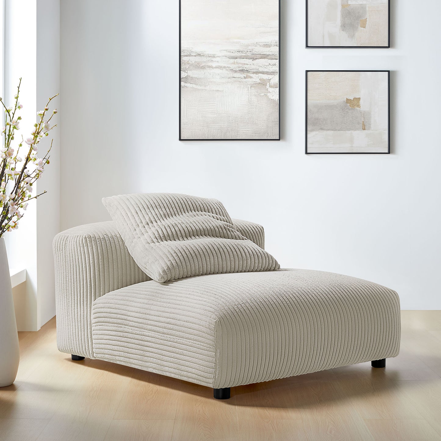 Solace Modular Corduroy Upholstered Armless Chair by Furniture For America