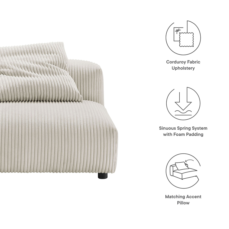 Reed Modular Corduroy Upholstered Armless Chair in Almond