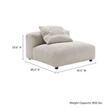 Reed Modular Corduroy Upholstered Armless Chair in Almond