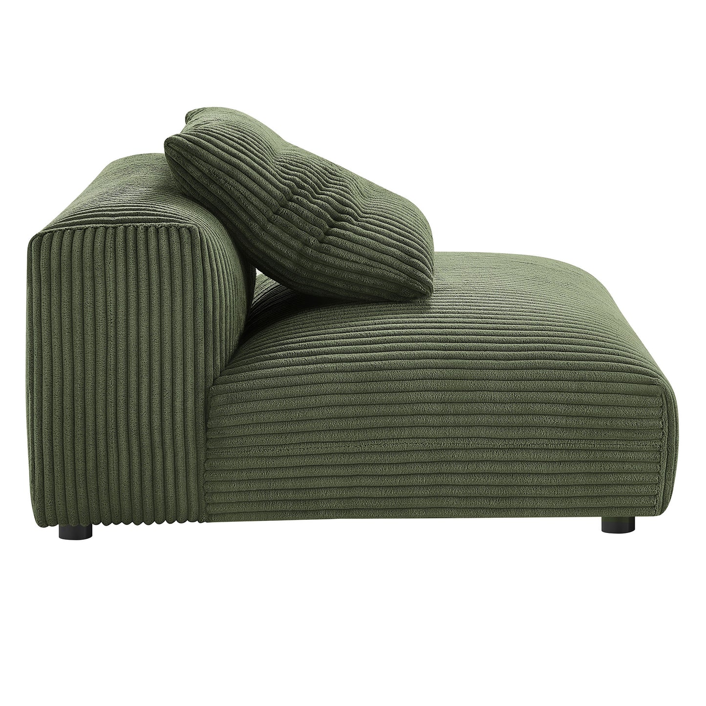 Reed Modular Corduroy Upholstered Armless Chair and Ottoman Set in Fern