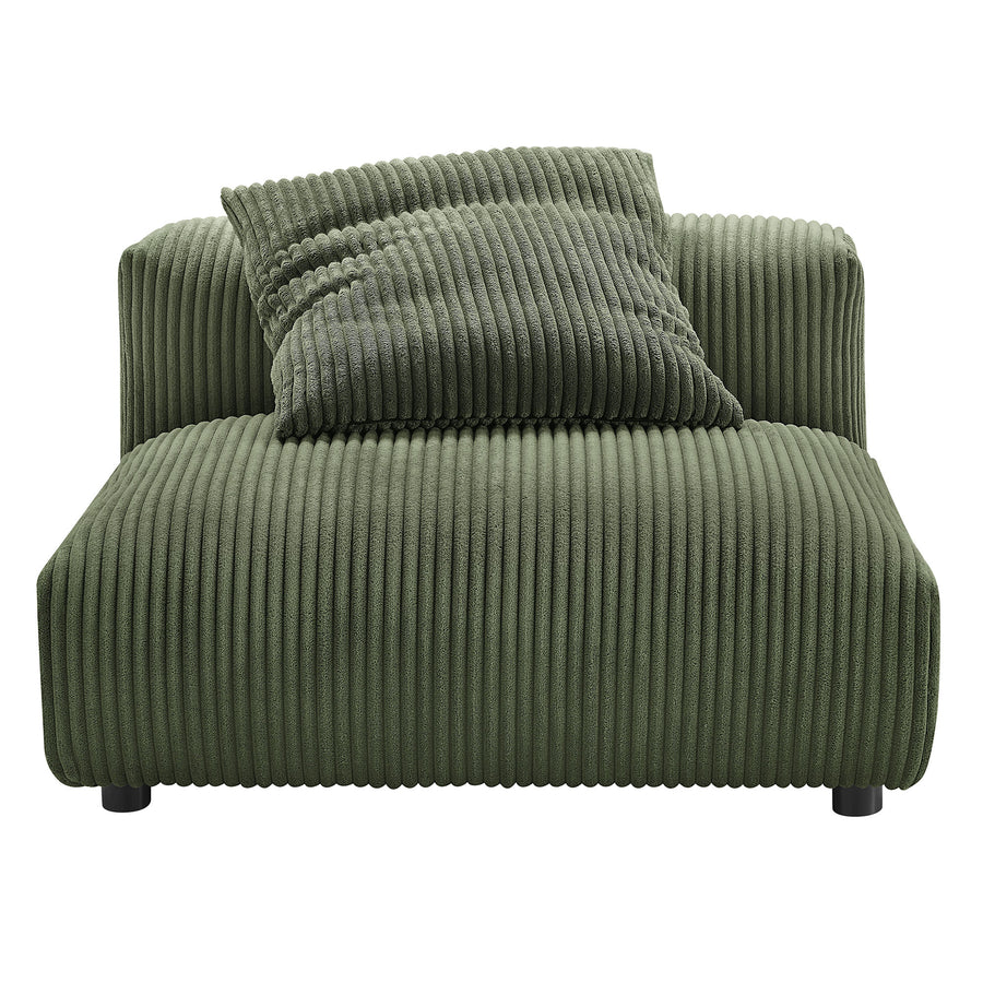 Reed Modular Corduroy Upholstered Armless Chair and Ottoman Set in Fern