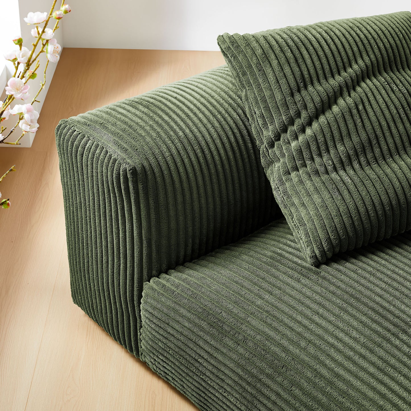 Solace Modular Corduroy Upholstered Armless Chair by Furniture For America
