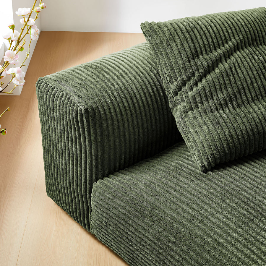 Reed Modular Corduroy Upholstered Armless Chair in Fern