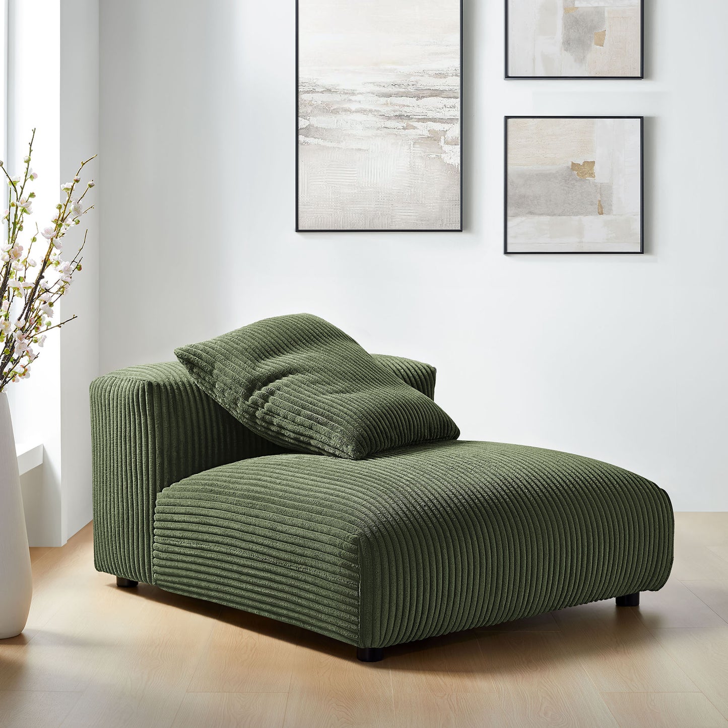 Solace Modular Corduroy Upholstered Armless Chair by Furniture For America