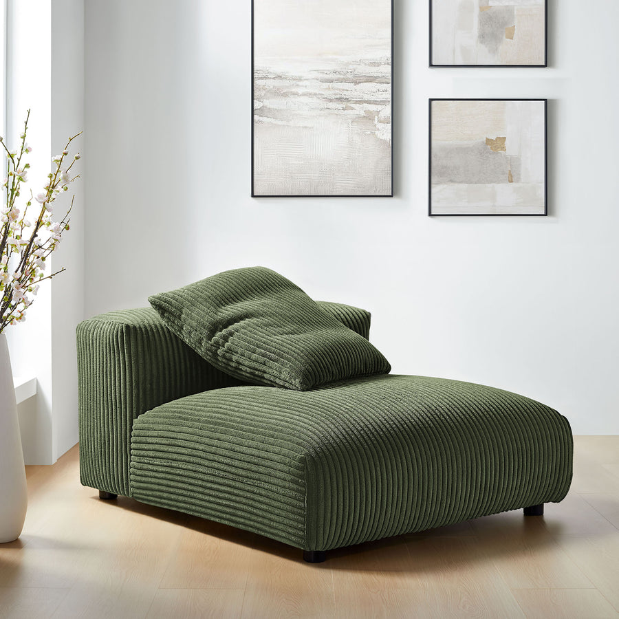 Reed Modular Corduroy Upholstered Armless Chair in Fern