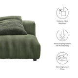 Reed Modular Corduroy Upholstered Armless Chair in Fern