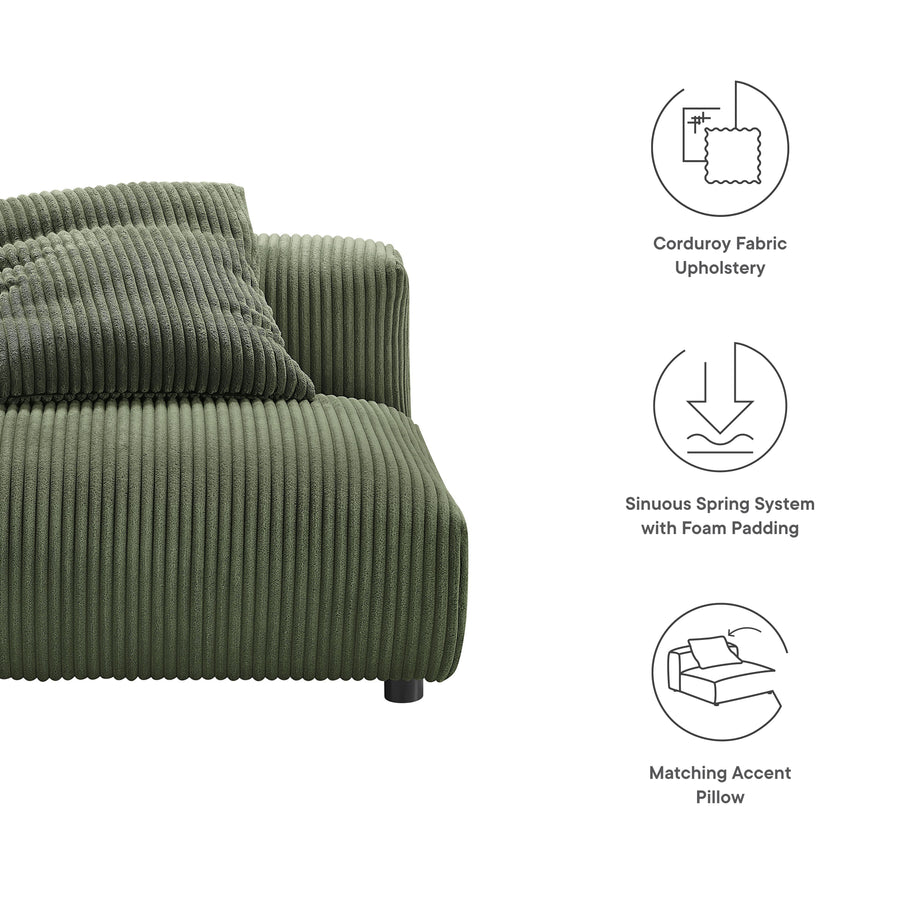 Reed Modular Corduroy Upholstered Armless Chair in Fern